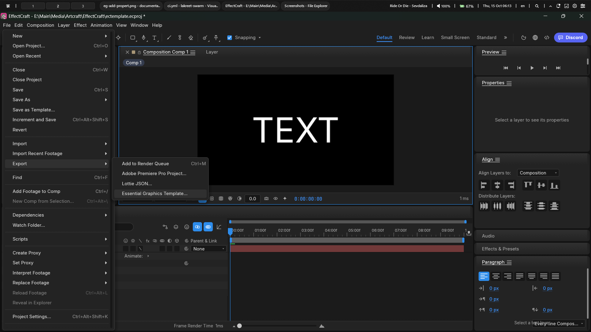 Export Essential Graphics Template dialog