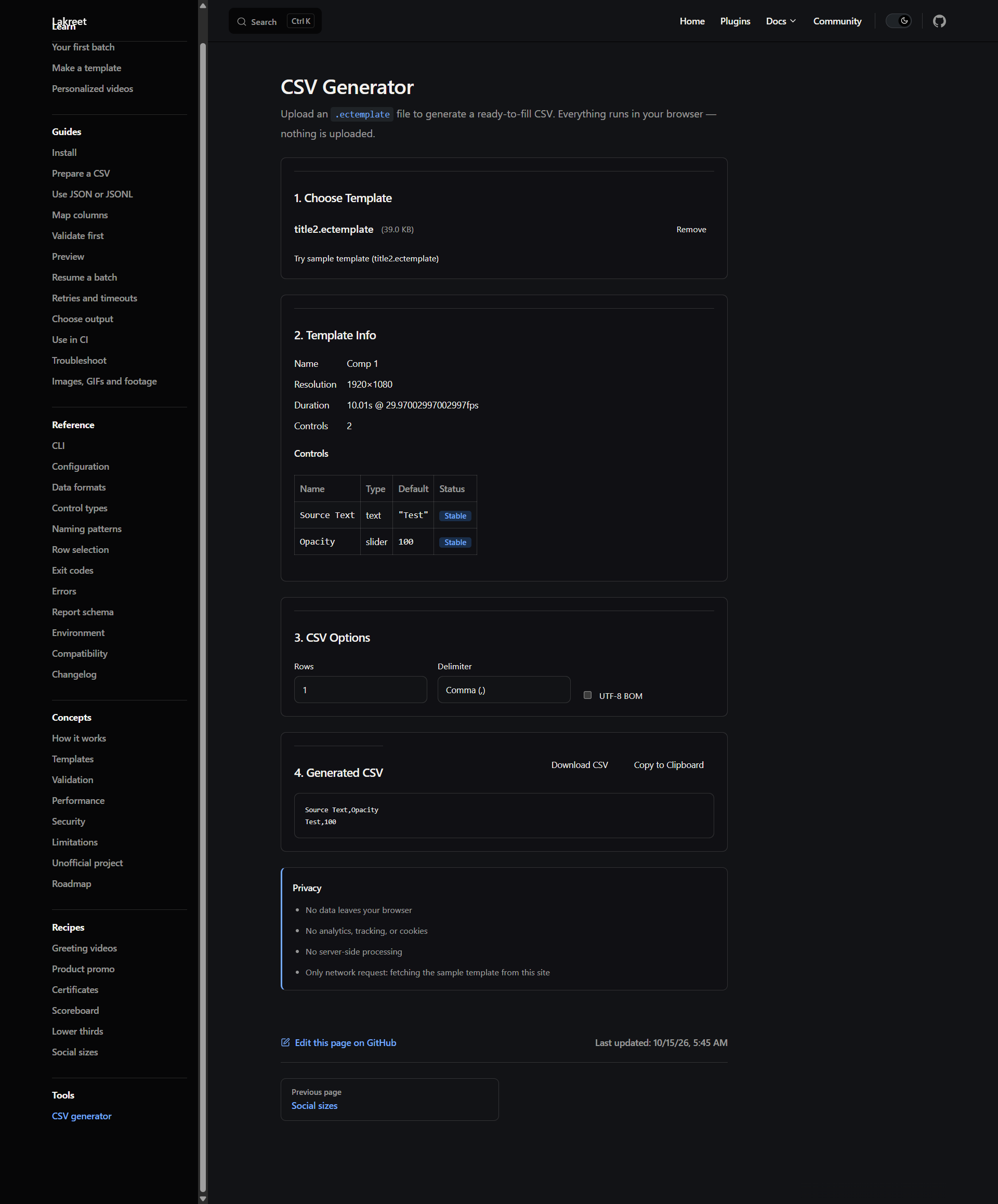 CSV Generator UI
